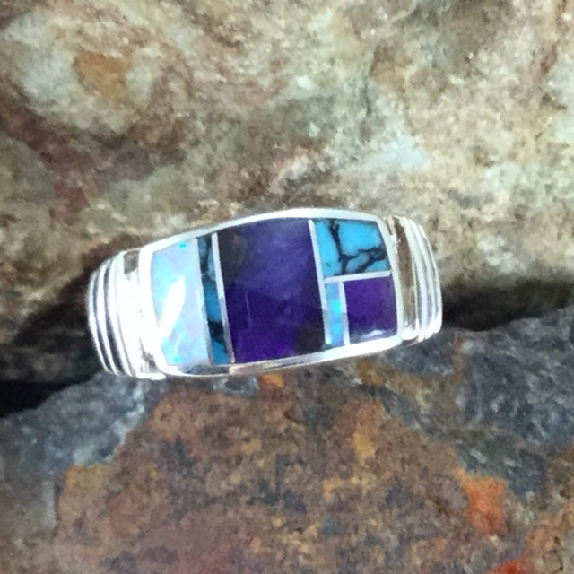 David Rosales Shalako Inlaid Sterling Silver Ring