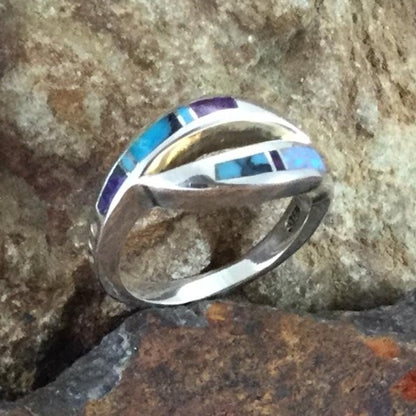 David Rosales Shalako Inlaid Sterling Silver Ring