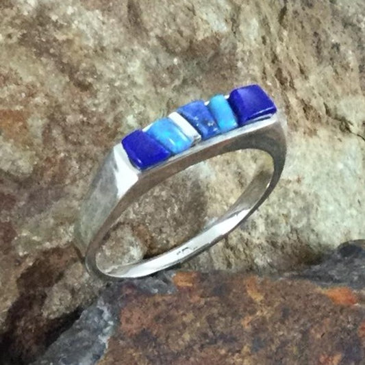 David Rosales Blue Sky Fancy Inlaid Sterling Silver Ring