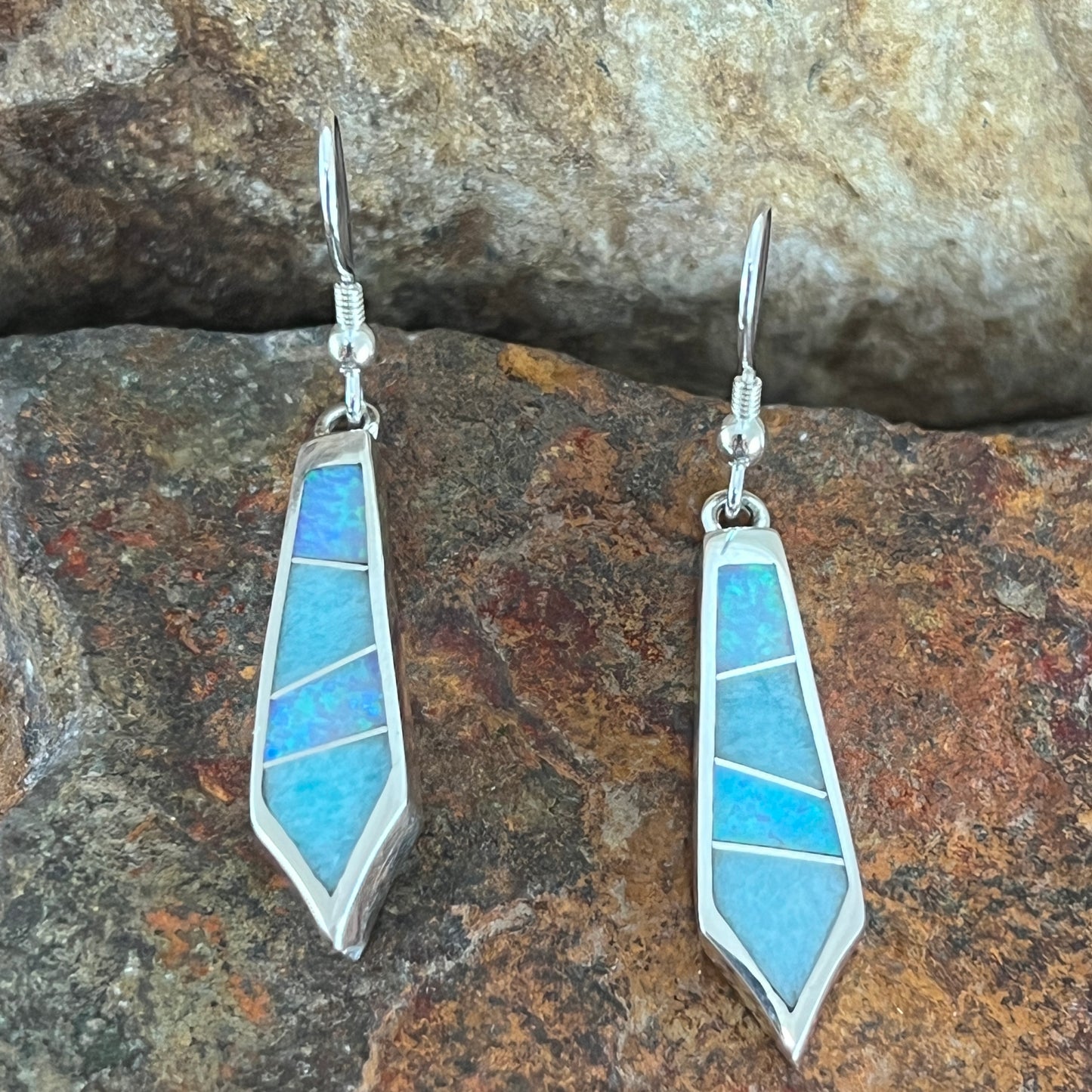 David Rosales Amazing Light Inlaid Sterling Silver Earrings