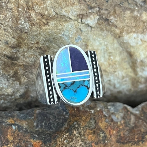 David Rosales Shalako Inlaid Sterling Silver Ring