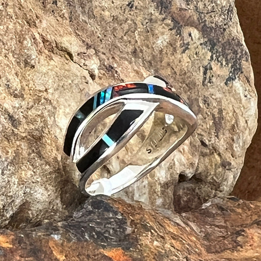 David Rosales Shalako Inlaid Sterling Silver Ring