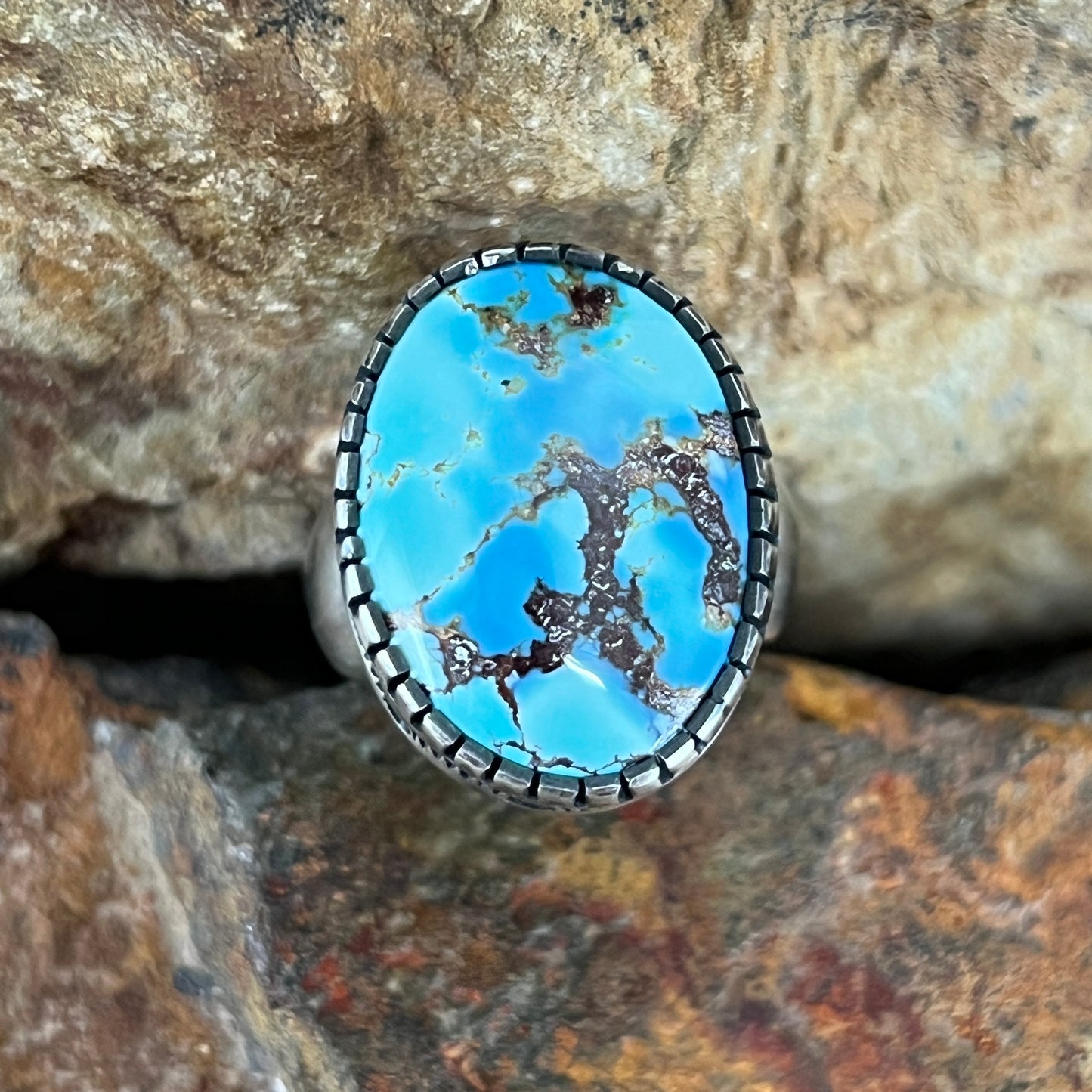 Golden Hill Turquoise Sterling Silver Ring by Diane Wylie SIZE 6.5