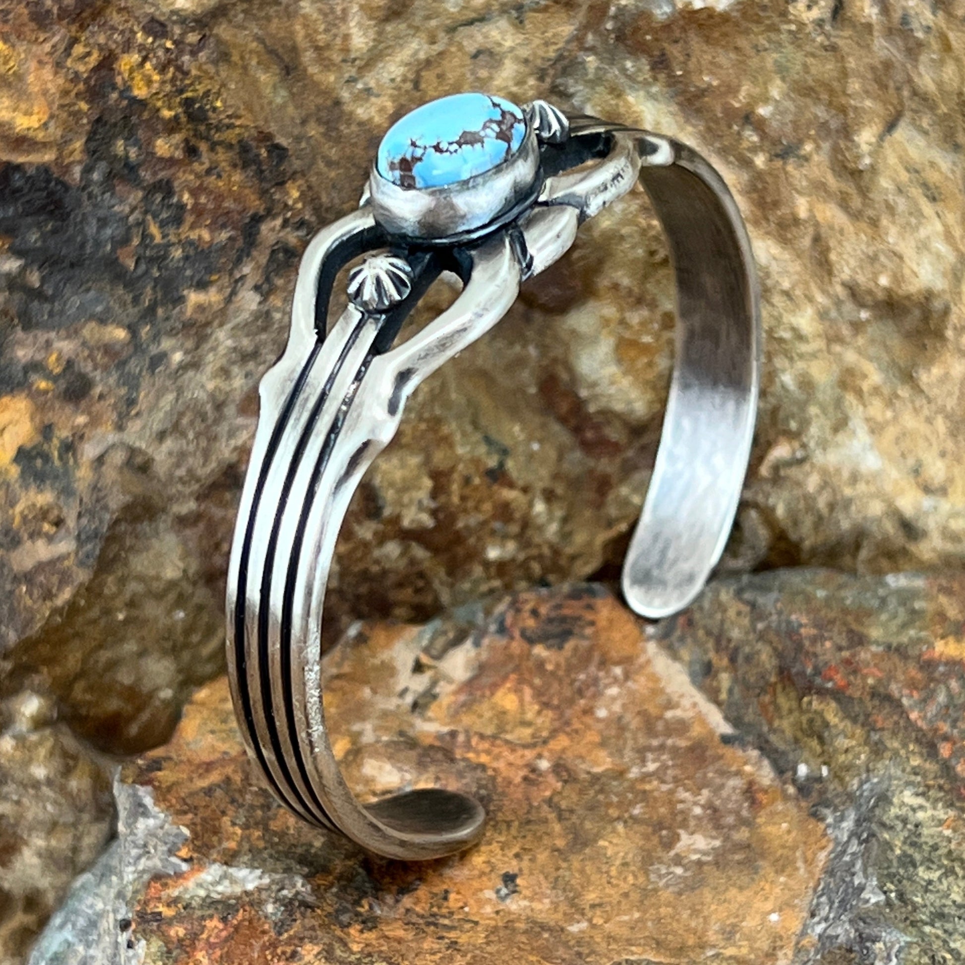 Golden Hill Turquoise Sterling Silver Bracelet by Ray Coriz