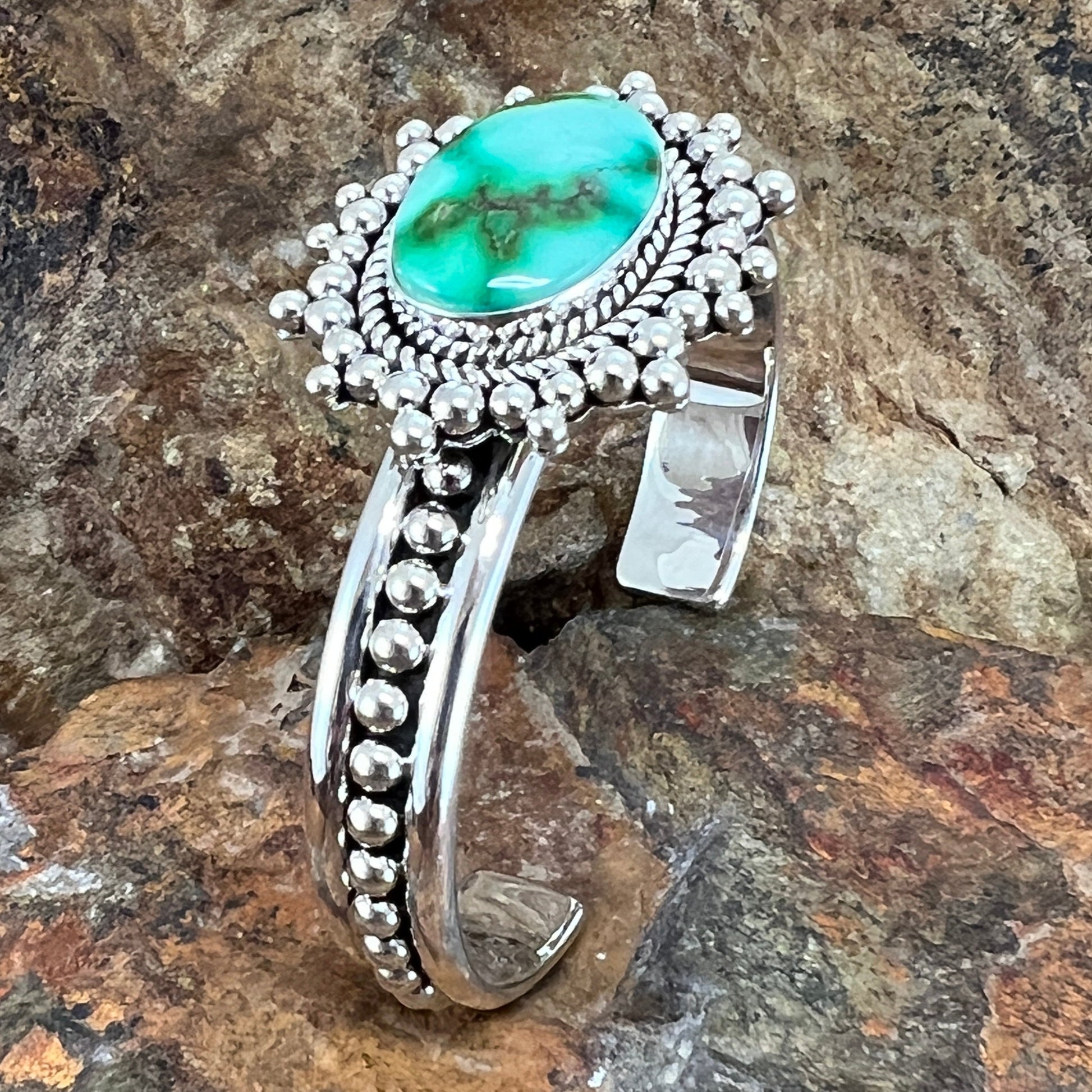 Sonoran Gold Turquoise Sterling Silver Bracelet by Artie Yellowhorse