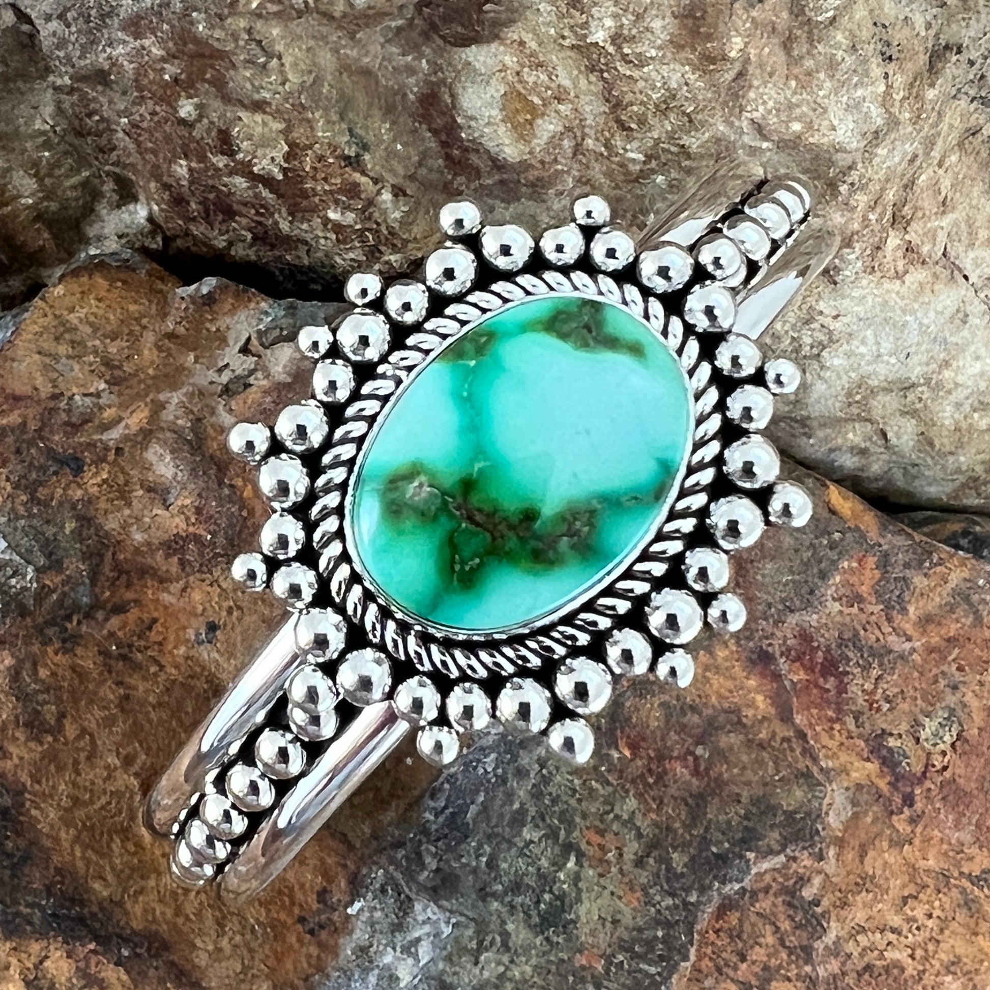 Sonoran Gold Turquoise Sterling Silver Bracelet by Artie Yellowhorse