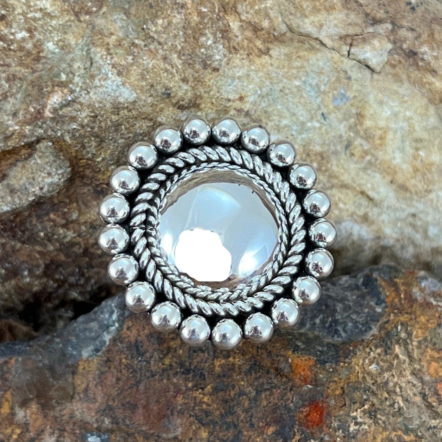 Sterling Silver Rising Sun Twist Dots Ring by Artie Yellowhorse