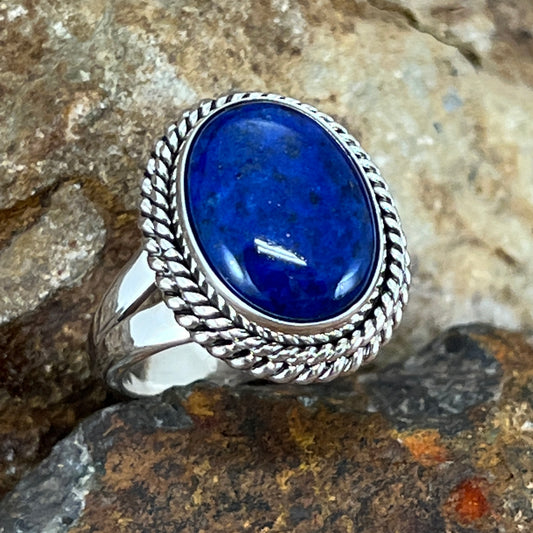 Lapis Sterling Silver Ring by Artie Yellowhorse Size 8