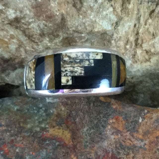 David Rosales Native Earth Fancy Inlaid Sterling Silver Ring