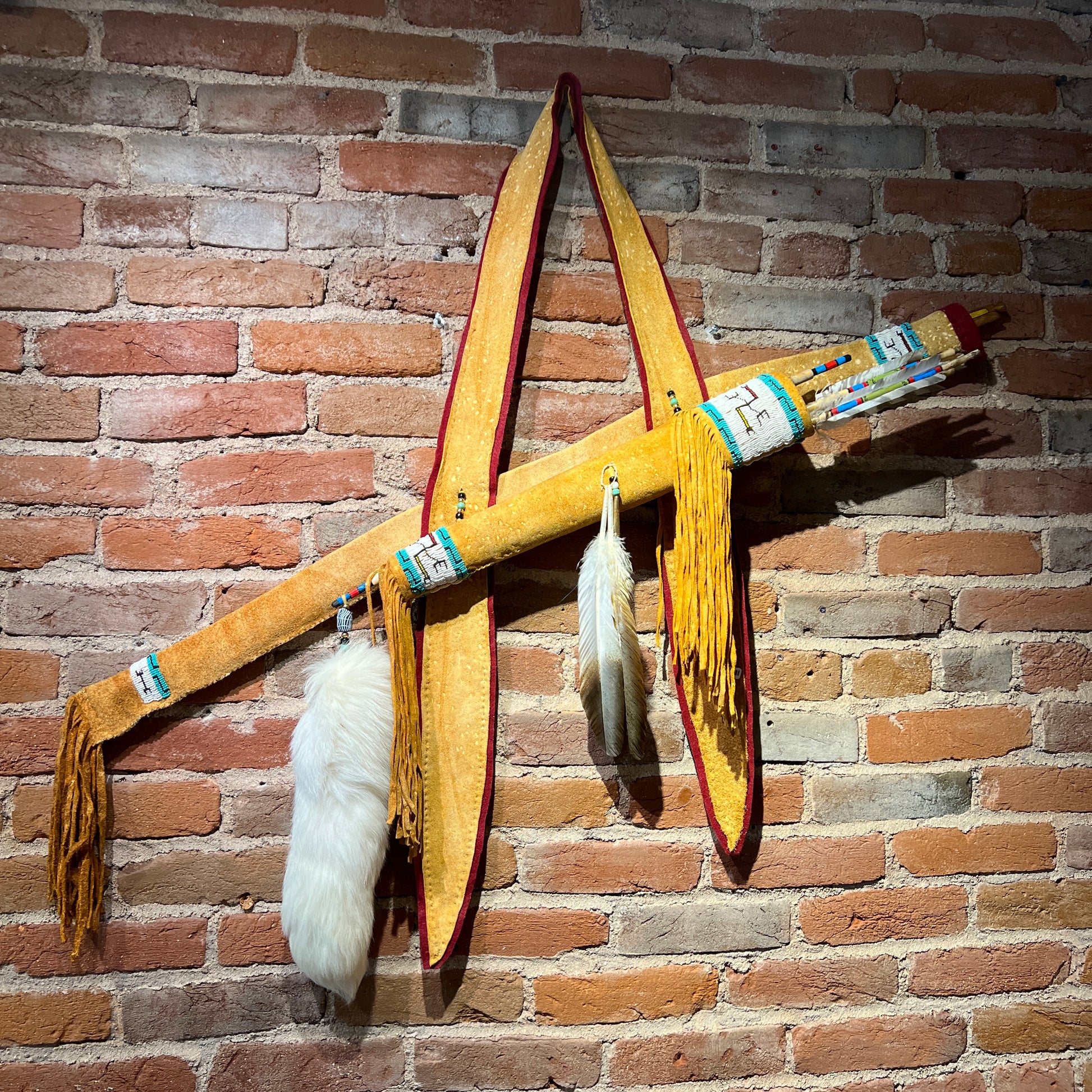 Buckskin Quiver, Bow and Arrows by Russ Kruse