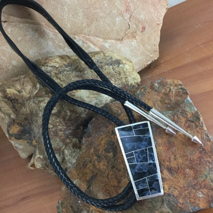 David Rosales Pietersite Inlaid Sterling Silver Bolo Tie