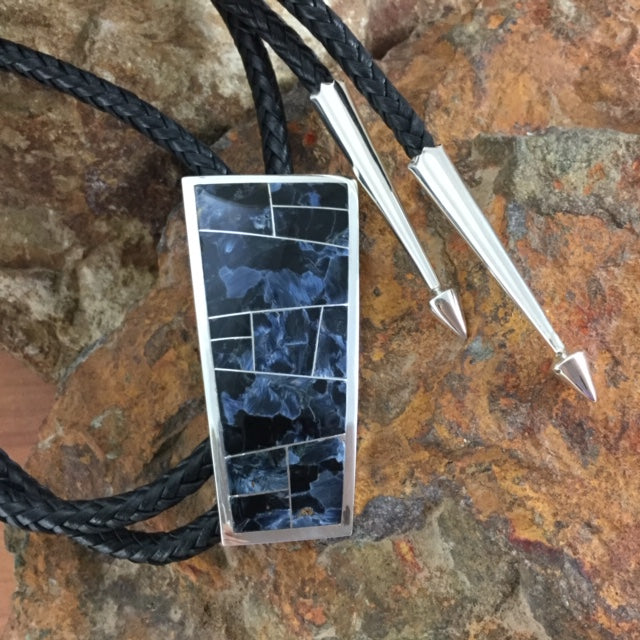 David Rosales Pietersite Inlaid Sterling Silver Bolo Tie