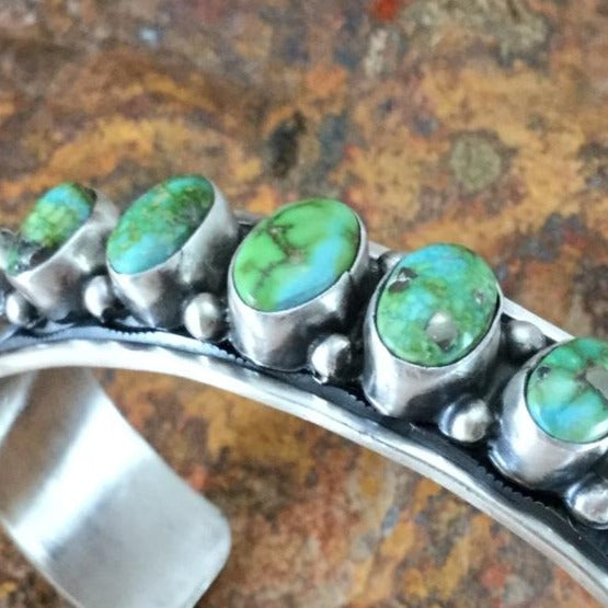 Sonoran Gold Turquoise Sterling Silver Bracelet by Fred Gruerro
