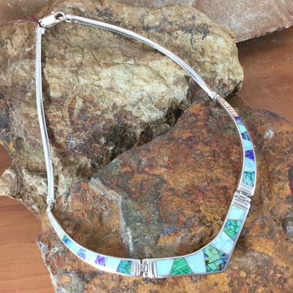 David Rosales Rio Verde Inlaid Sterling Silver Necklace