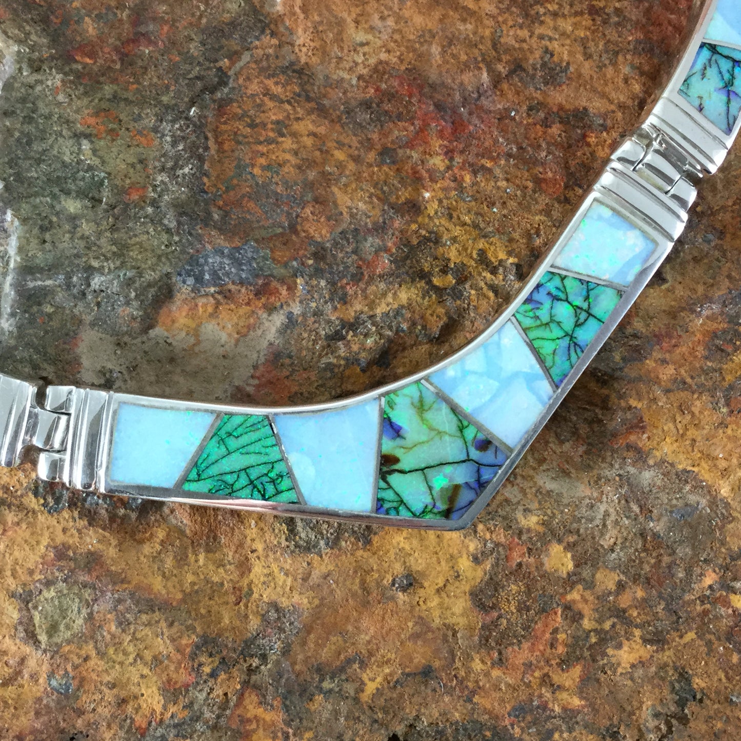 David Rosales Rio Verde Inlaid Sterling Silver Necklace