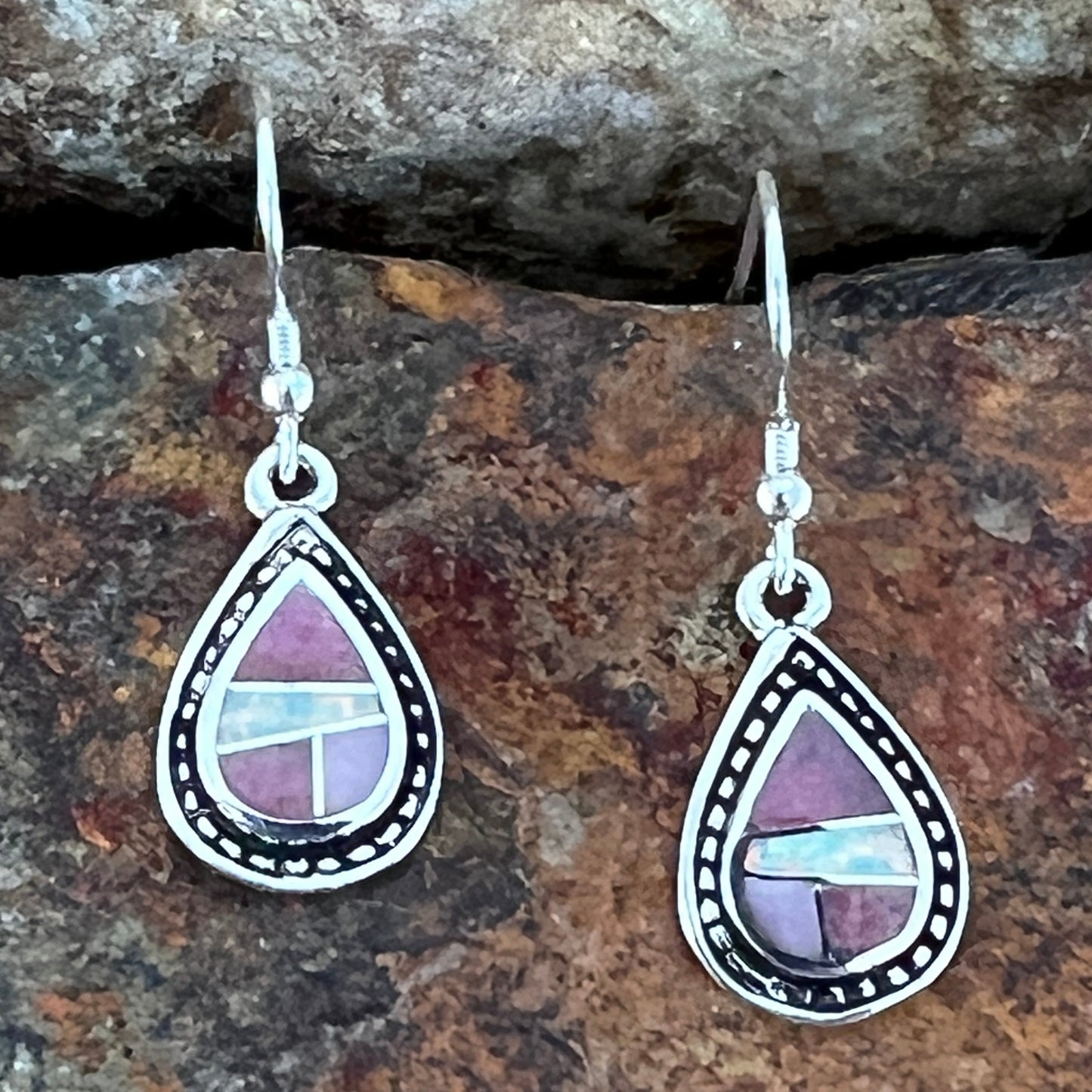 David Rosales Make Me Blush Inlaid Sterling Silver Earrings