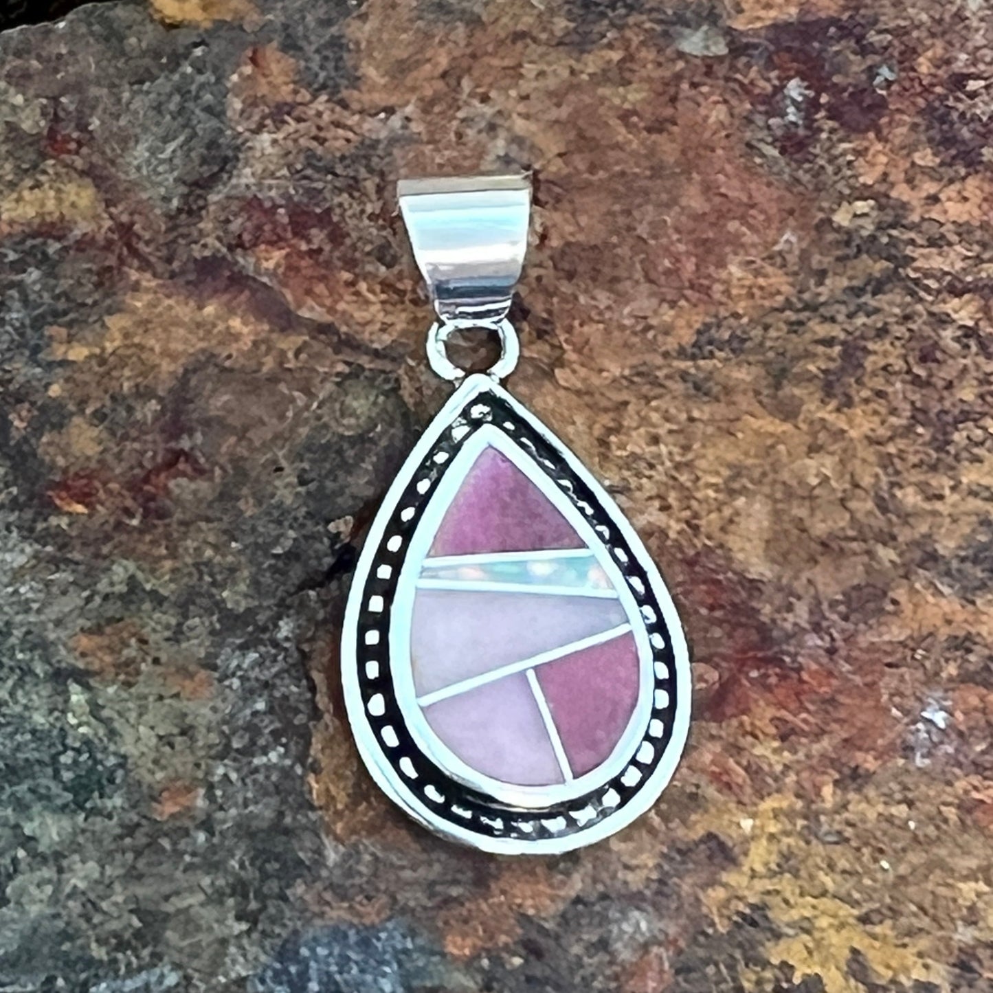 David Rosales Make Me Blush Inlaid Sterling Silver Pendant