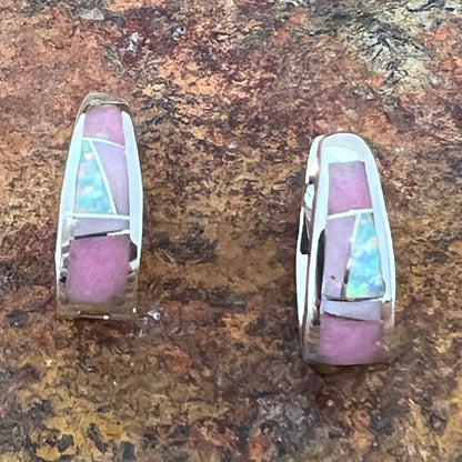 David Rosales Make Me Blush Inlaid Sterling Silver Huggie Earrings