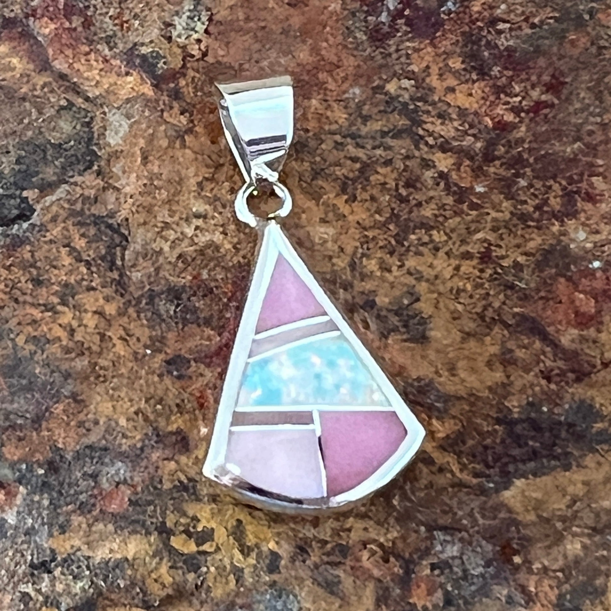 David Rosales Make Me Blush Inlaid Sterling Silver Pendant