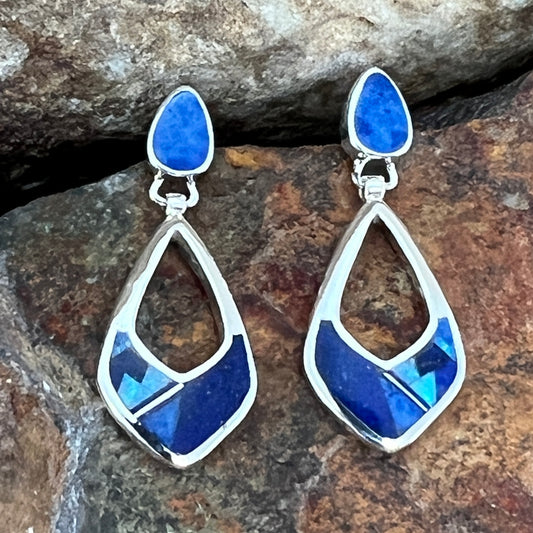 David Rosales Blue Sky Fancy Inlaid Sterling Silver Earrings