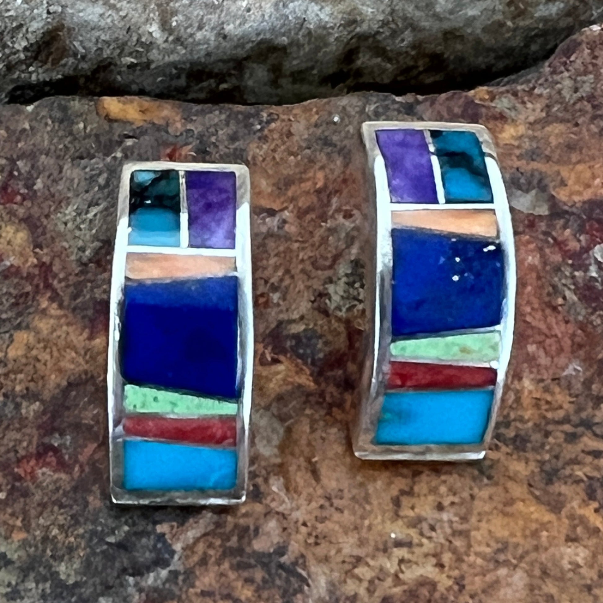 David Rosales Indian Summer Inlaid Sterling Silver Earrings