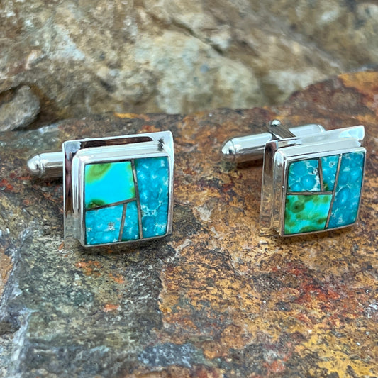 David Rosales Sonoran Gold Inlaid Sterling Silver Cuff Links