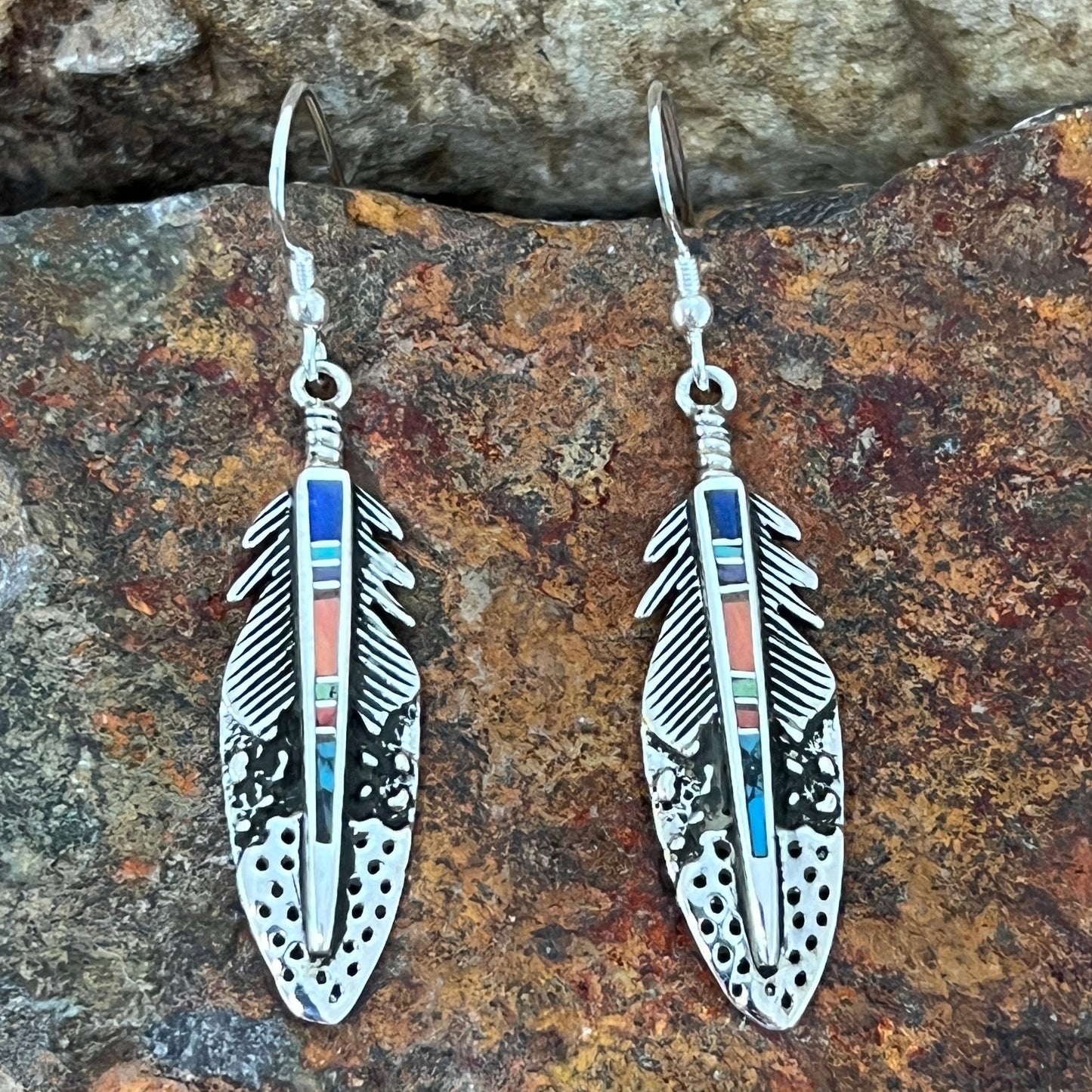 David Rosales Indian Summer Inlaid Sterling Silver Earrings