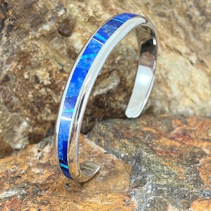 David Rosales Blue Sky Fancy Inlaid Sterling Silver Bracelet