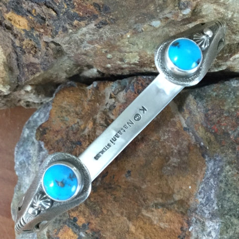 Traditional Sterling Silver & Kingman Turquoise Bracelet by K. Nataani