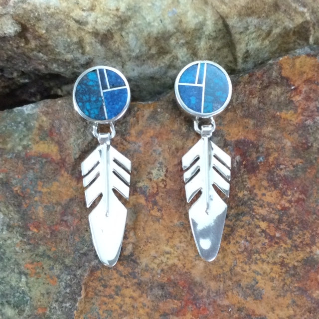 David Rosales Western Skies Inlaid Sterling Silver Earrings NEW