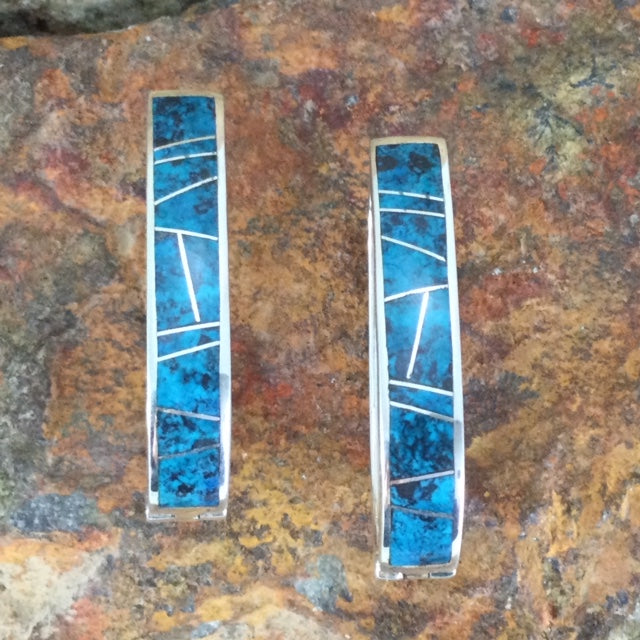 David Rosales Western Skies Inlaid Sterling Silver Earrings NEW