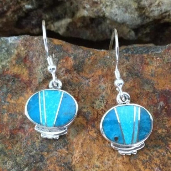 David Rosales Arizona Blue Inlaid Sterling Silver Earrings