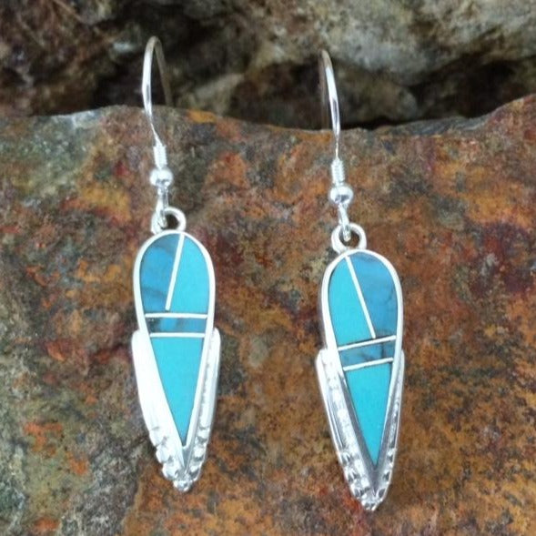 David Rosales Arizona Blue Inlaid Sterling Silver Earrings