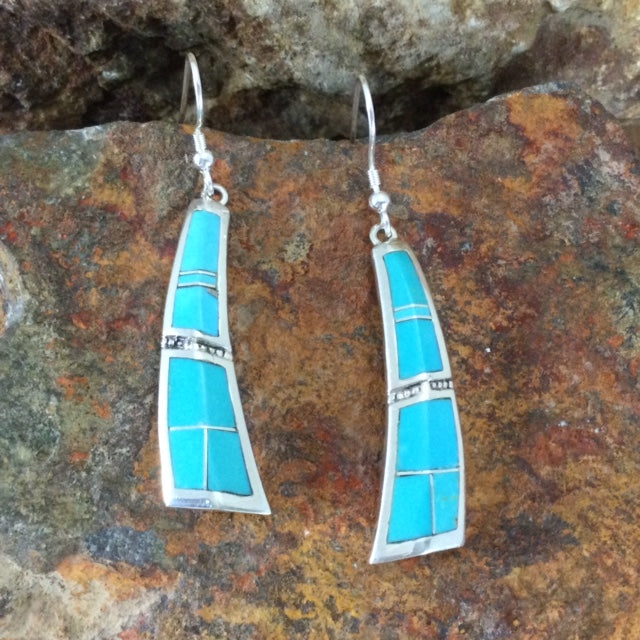 David Rosales Arizona Blue Inlaid Sterling Silver Earrings