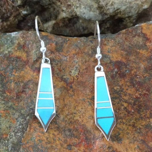 David Rosales Arizona Blue Inlaid Sterling Silver Earrings