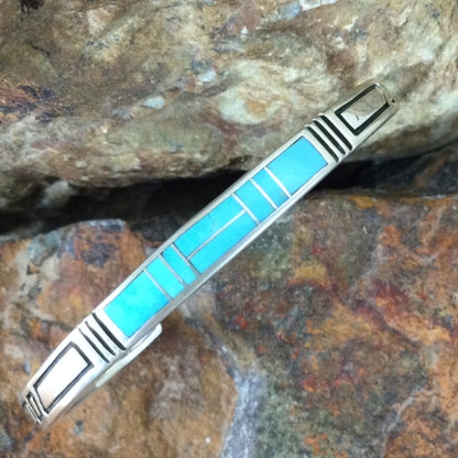 David Rosales Arizona Blue Inlaid Sterling Silver Bracelet