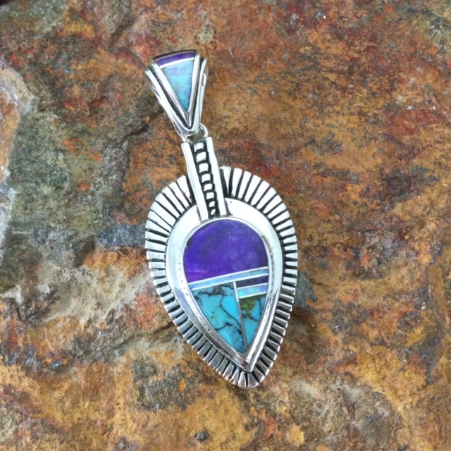 David Rosales Shalako Inlaid Sterling Silver Pendant