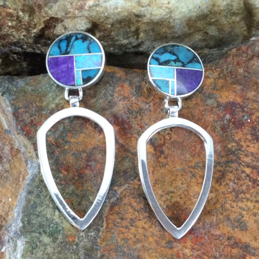 David Rosales Shalako Inlaid Sterling Silver Earrings