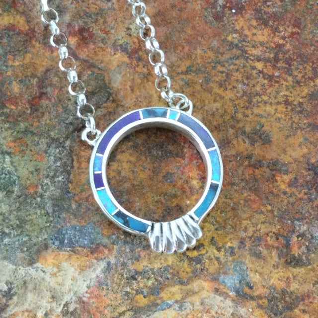 David Rosales Shalako Inlaid Sterling Silver Necklace