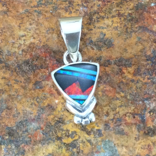 David Rosales Red Moon Inlaid Sterling Silver Pendant