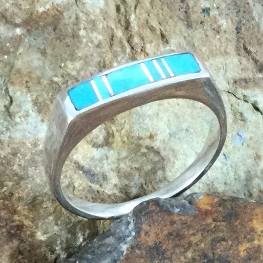 David Rosales Arizona Blue Inlaid Sterling Silver Ring