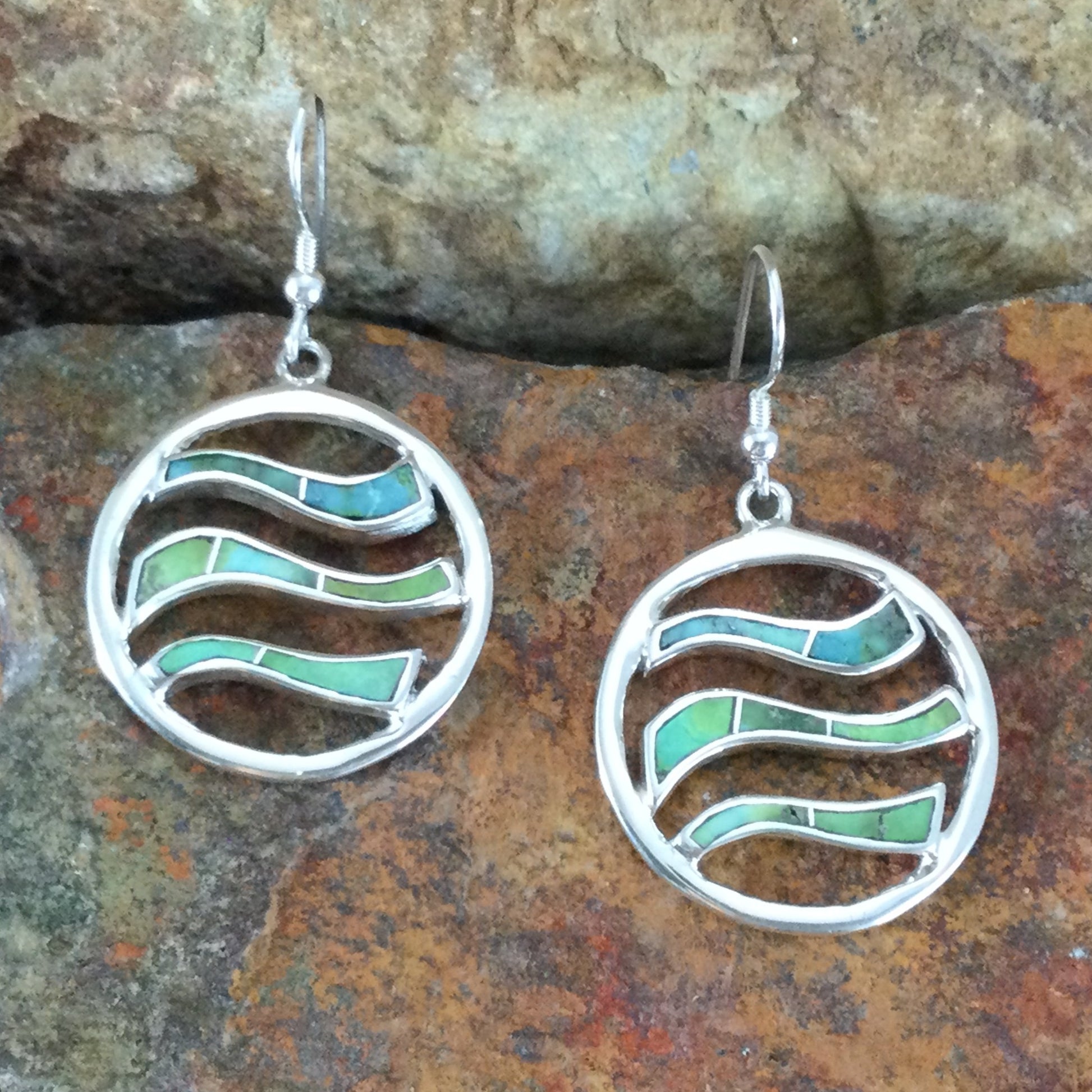 David Rosales Sonoran Gold Inlaid Sterling Silver Earrings