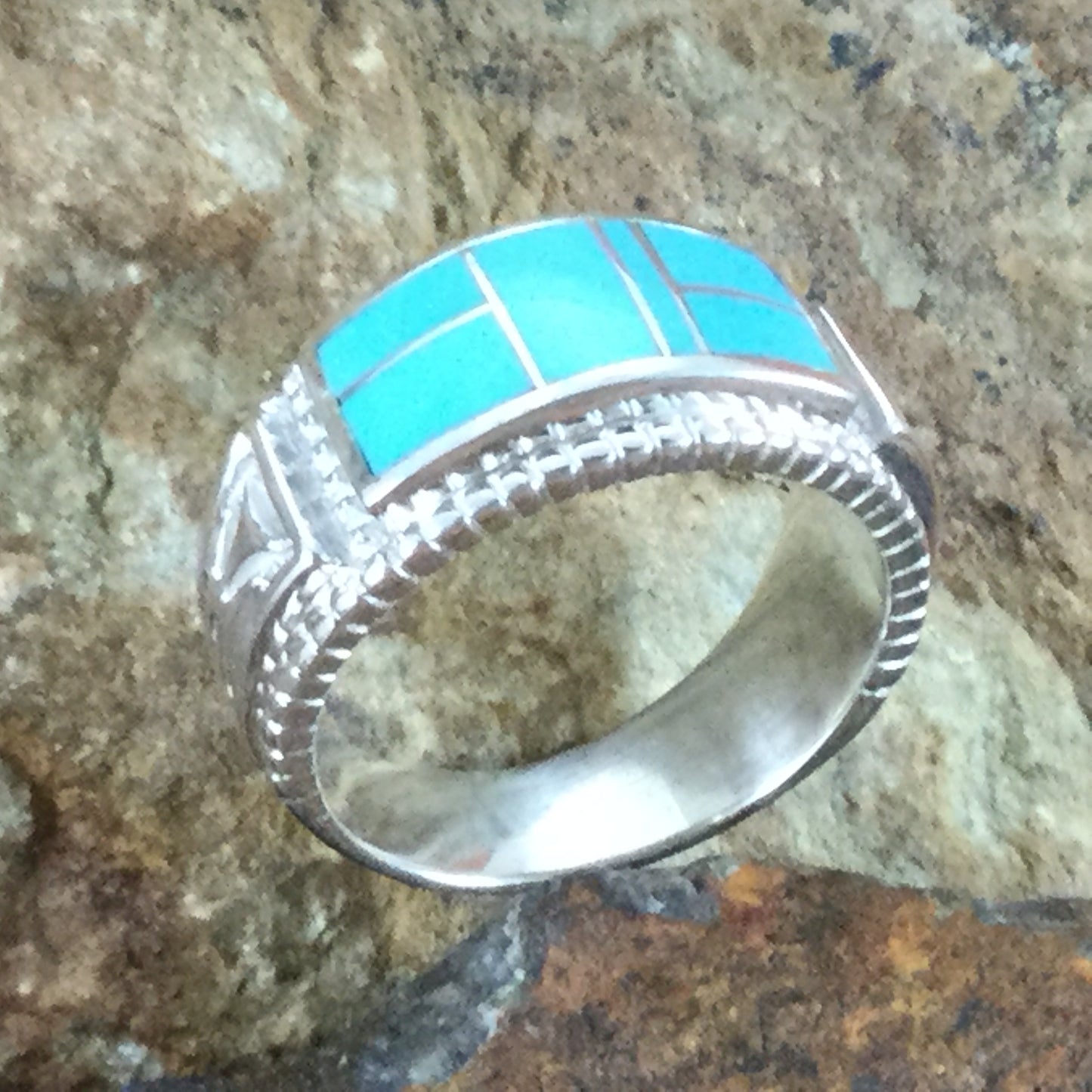 David Rosales Arizona Blue Inlaid Sterling Silver Ring