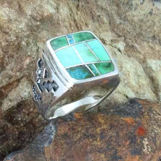 David Rosales Sonoran Gold Inlaid Sterling Silver Ring