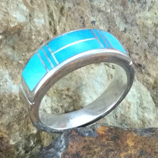 David Rosales Arizona Blue Inlaid Sterling Silver Ring