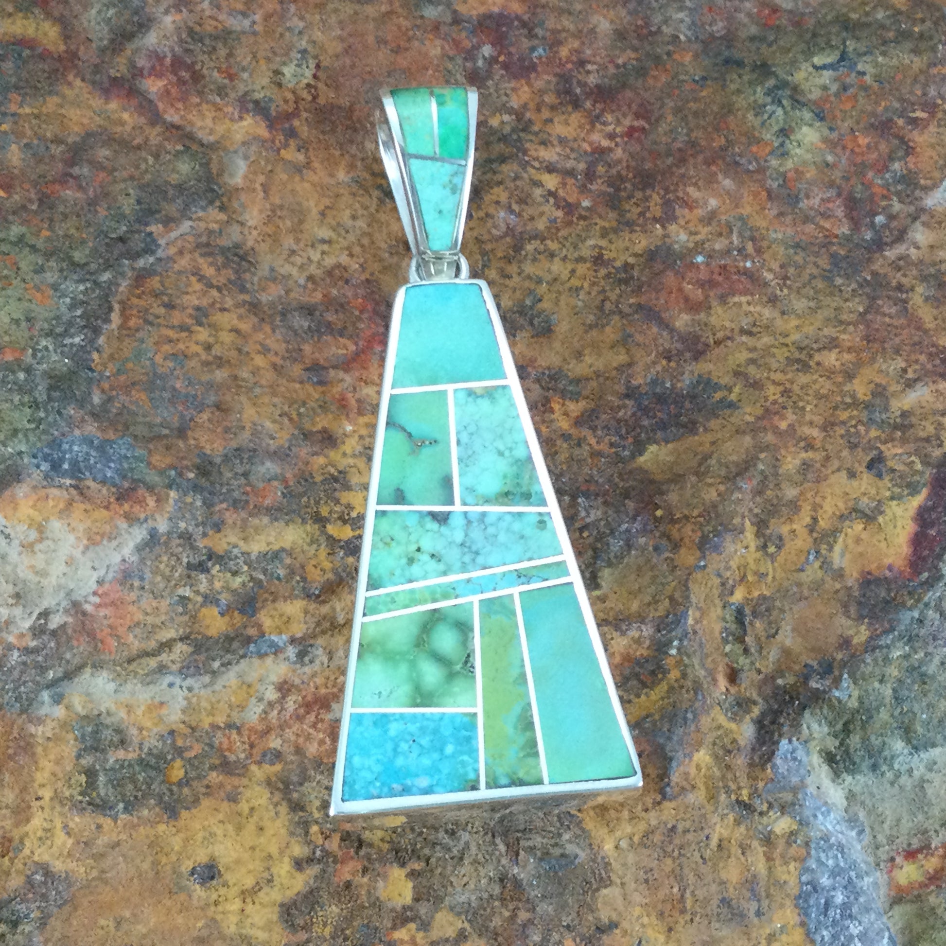 David Rosales Sonoran Gold Inlaid Sterling Silver Pendant