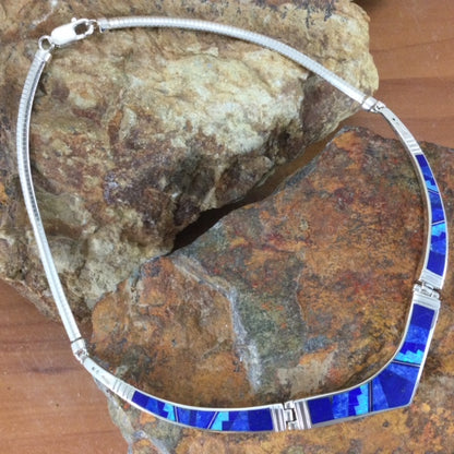 David Rosales Blue Sky Fancy Inlaid Sterling Silver Necklace