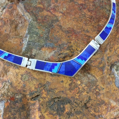 David Rosales Blue Sky Fancy Inlaid Sterling Silver Necklace