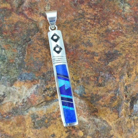 David Rosales Blue Sky Fancy Inlaid Sterling Silver Pendant