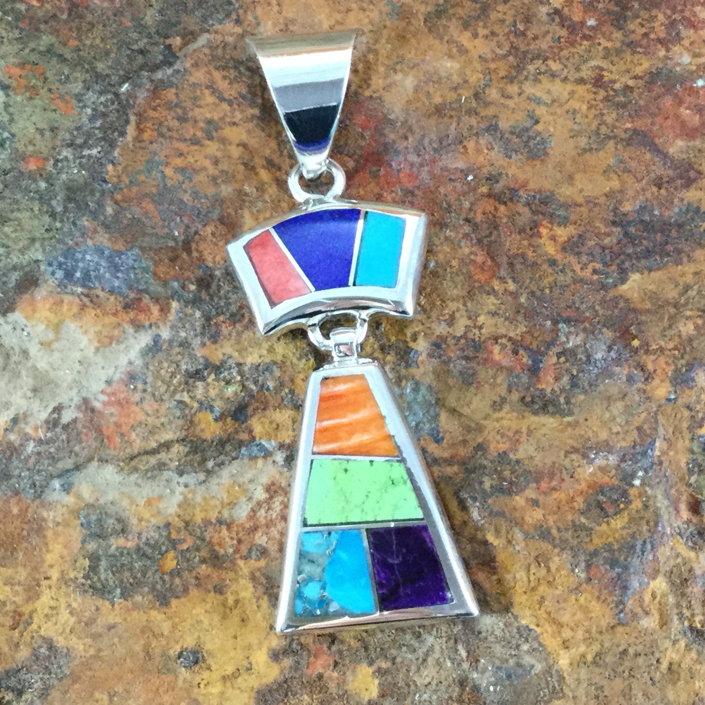 David Rosales Indian Summer Inlaid Sterling Silver Pendant